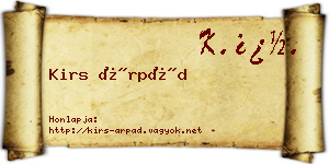 Kirs Árpád névjegykártya