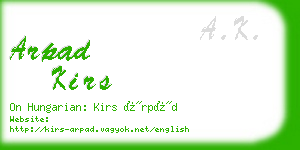 arpad kirs business card